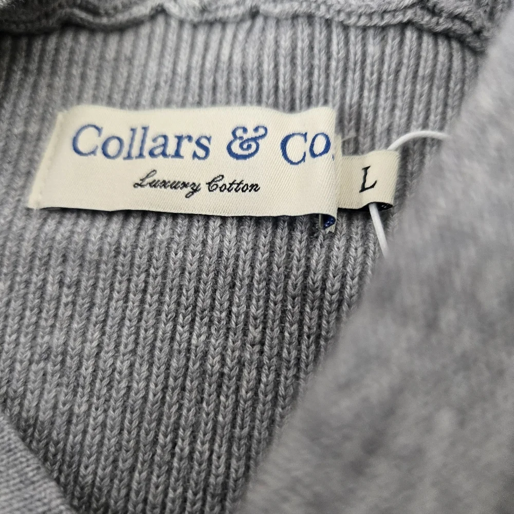 Collars & Co Men's Large Gray Double Knit Premium Cotton Hoodie Sweater New